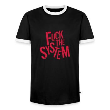 texte rebelle baiser la conception du logo système disant - T-shirt contrasté Homme - noir/blanc - Devant - AI Model Female 172 light (172cm) & AI Model Male 178 light (178cm)