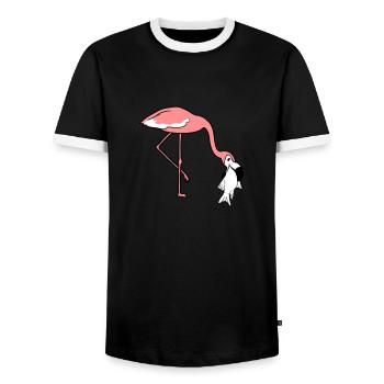 poisson froid faim manger délicieuse bouche sur la nourriture tr - T-shirt contrasté Homme - noir/blanc - Devant - AI Model Female 172 light (172cm) & AI Model Male 178 light (178cm)