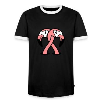 2 friends team couple love couples in love sat - Men's Ringer Shirt - black/white - Front - AI Model Female 172 light (172cm) & AI Model Male 178 light (178cm)