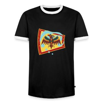 Falcon - Men's Ringer Shirt - black/white - Front - AI Model Female 172 light (172cm) & AI Model Male 178 light (178cm)
