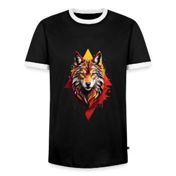 Wolf - Männer Kontrast-T-Shirt - Schwarz/Weiß - Vorne - AI Model Female 172 light (172cm) & AI Model Male 178 light (178cm)