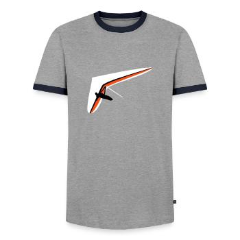 Hängegleiter - Männer Kontrast-T-Shirt - Grau/Navy  - Vorne - AI Model Female 172 light (172cm) & AI Model Male 178 light (178cm)