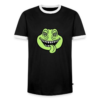 face head monster boese snake dangerous la - Men's Ringer Shirt - black/white - Front - AI Model Female 172 light (172cm) & AI Model Male 178 light (178cm)