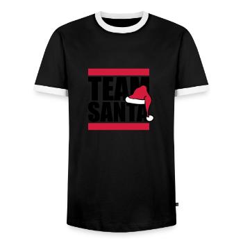 friends crew team merry christmas santa claus n - Men's Ringer Shirt - black/white - Front - AI Model Female 172 light (172cm) & AI Model Male 178 light (178cm)
