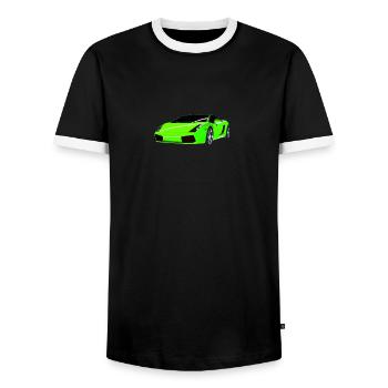 sportwagen-Auto-car-liebe - Männer Kontrast-T-Shirt - Schwarz/Weiß - Vorne - AI Model Female 172 light (172cm) & AI Model Male 178 light (178cm)