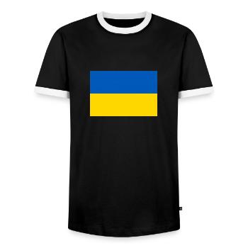 Drapeau de l'Ukraine - T-shirt contrasté Homme - noir/blanc - Devant - AI Model Female 172 light (172cm) & AI Model Male 178 light (178cm)