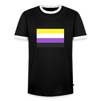 LGBT Non-binary - Men's Ringer Shirt - black/white - Front - AI Model Female 172 light (172cm) & AI Model Male 178 light (178cm)