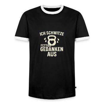 Je transpire des pensées grasses - T-shirt contrasté Homme - noir/blanc - Devant - AI Model Female 172 light (172cm) & AI Model Male 178 light (178cm)