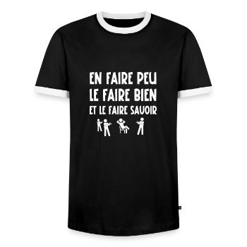 en faire peu - T-shirt contrasté Homme - noir/blanc - Devant - AI Model Female 172 light (172cm) & AI Model Male 178 light (178cm)