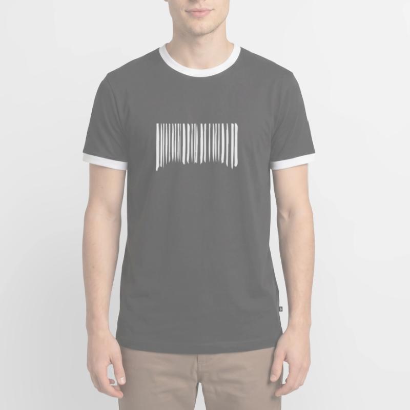 Barcode Strokes Lines Scribbled Barcode Scan T-shirt contrasté Homme
