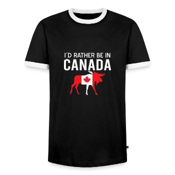 Kanada Canadian Ahornblatt Vintage Hockey Sprüche - Männer Kontrast-T-Shirt - Schwarz/Weiß - Vorne - AI Model Female 172 light (172cm) & AI Model Male 178 light (178cm)