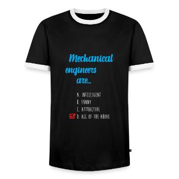 Mechanical Engineer - Men's Ringer Shirt - black/white - Front - AI Model Female 172 light (172cm) & AI Model Male 178 light (178cm)
