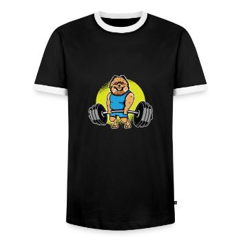 Poméranie Haltérophilie I Drôle De Deadlift Fitness - T-shirt contrasté Homme - noir/blanc - Devant - AI Model Female 172 light (172cm) & AI Model Male 178 light (178cm)
