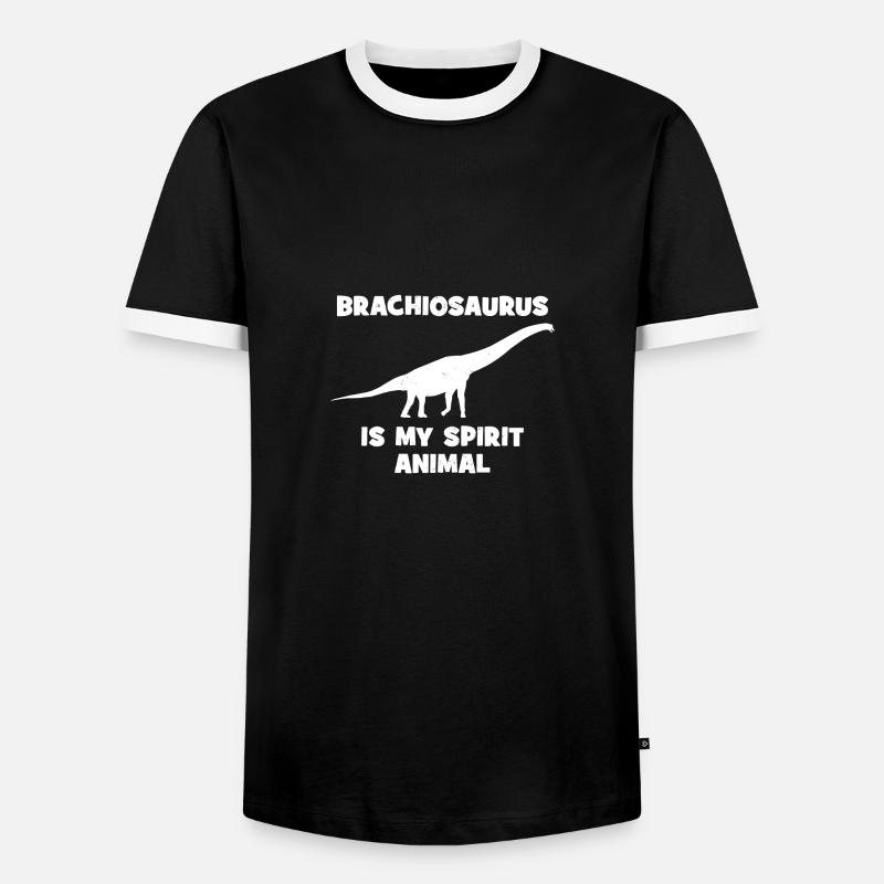 Brachiosaurus - Men's Ringer Shirt - black/white