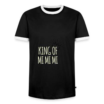 king of mimimi Funny whining humor - Men's Ringer Shirt - black/white - Front - AI Model Female 172 light (172cm) & AI Model Male 178 light (178cm)