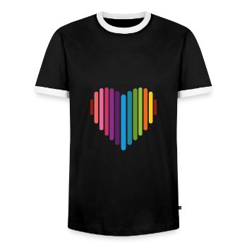 Rainbow Heart, Love, Love is love, - Men's Ringer Shirt - black/white - Front - AI Model Female 172 light (172cm) & AI Model Male 178 light (178cm)