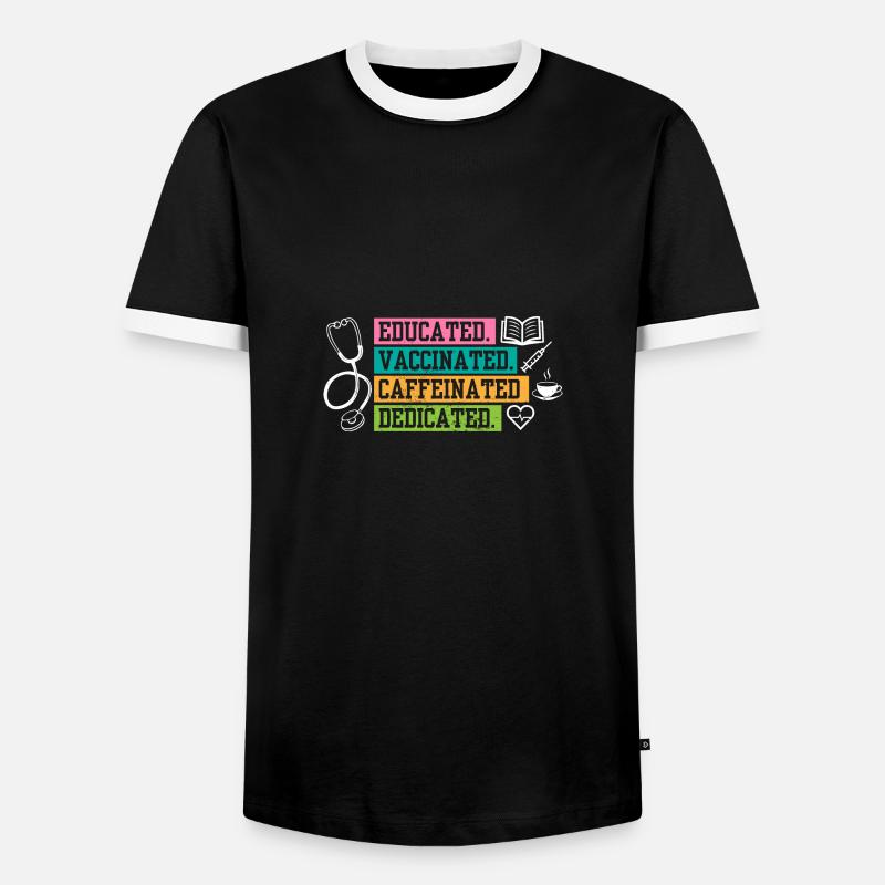 Caffeine Lover Educated Vaccinated Caffeinated - Men's Ringer Shirt - black/white