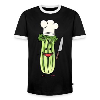 CÉLERI LÉGUME CUISINIER AMATEUR CHEF ART CULINAIRE - T-shirt contrasté Homme - noir/blanc - Devant - AI Model Female 172 light (172cm) & AI Model Male 178 light (178cm)
