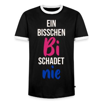 Ein bisschen Bi schadet nue Pansex Spruch Farben - Männer Kontrast-T-Shirt - Schwarz/Weiß - Vorne - AI Model Female 172 light (172cm) & AI Model Male 178 light (178cm)