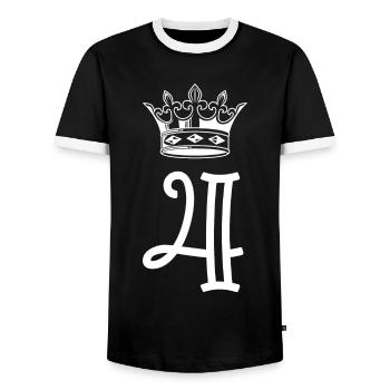 4 Number crown - Men's Ringer Shirt - black/white - Front - AI Model Female 172 light (172cm) & AI Model Male 178 light (178cm)