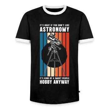 Espace spatial astronomique - T-shirt contrasté Homme - noir/blanc - Devant - AI Model Female 172 light (172cm) & AI Model Male 178 light (178cm)