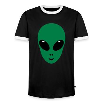 Alien Head Face Green Gift marsmännchen space - Men's Ringer Shirt - black/white - Front - AI Model Female 172 light (172cm) & AI Model Male 178 light (178cm)