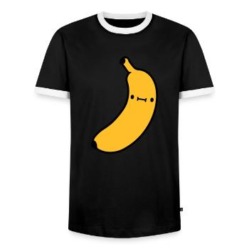 kleine suesse banane mit - Männer Kontrast-T-Shirt - Schwarz/Weiß - Vorne - AI Model Female 172 light (172cm) & AI Model Male 178 light (178cm)