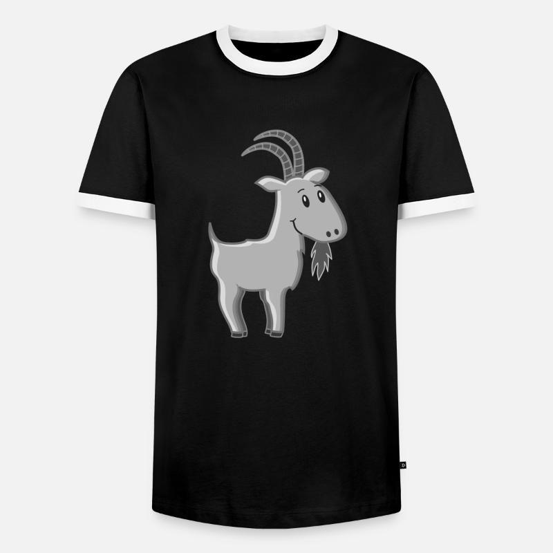 Ziegenbock Comic - Männer Kontrast-T-Shirt - Schwarz/Weiß