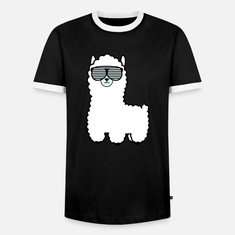 lama_002 - Men's Ringer Shirt - black/white