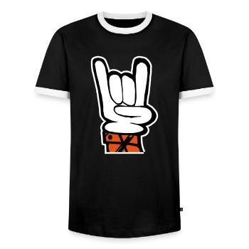 Hand Rock Pommesgabel - Männer Kontrast-T-Shirt - Schwarz/Weiß - Vorne - AI Model Female 172 light (172cm) & AI Model Male 178 light (178cm)