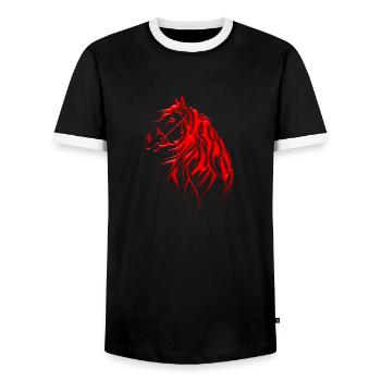 Horse - cheval - animal de course - T-shirt contrasté Homme - noir/blanc - Devant - AI Model Female 172 light (172cm) & AI Model Male 178 light (178cm)