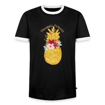 ananas princesse fleur d’ananas - T-shirt contrasté Homme - noir/blanc - Devant - AI Model Female 172 light (172cm) & AI Model Male 178 light (178cm)