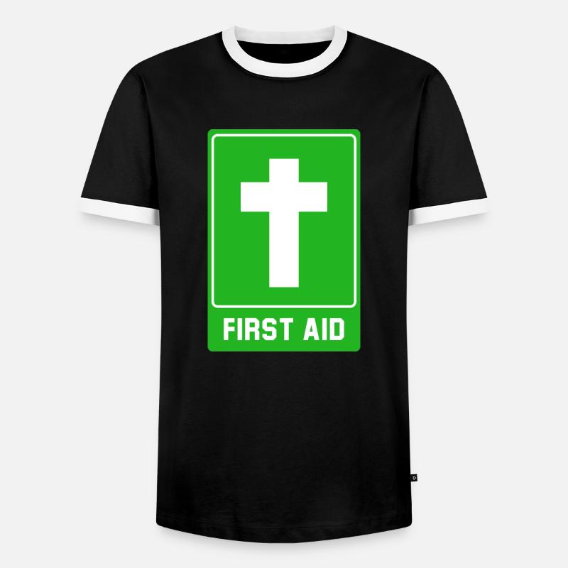 Cross First aid - Men's Ringer Shirt - black/white