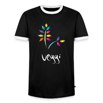 veggi bunt - Männer Kontrast-T-Shirt - Schwarz/Weiß - Vorne - AI Model Female 172 light (172cm) & AI Model Male 178 light (178cm)