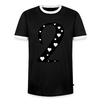 2 Birthday with heart - Men's Ringer Shirt - black/white - Front - AI Model Female 172 light (172cm) & AI Model Male 178 light (178cm)