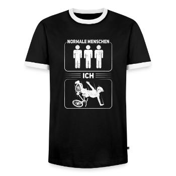 Mountainbiker cooler - Mountainbiker Mountainbike - Männer Kontrast-T-Shirt - Schwarz/Weiß - Vorne - AI Model Female 172 light (172cm) & AI Model Male 178 light (178cm)