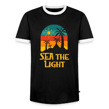 Sea the Light Summer Motivational Quote Tropical - Männer Kontrast-T-Shirt - Schwarz/Weiß - Vorne - AI Model Female 172 light (172cm) & AI Model Male 178 light (178cm)