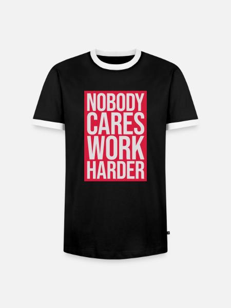 nobody cares work harder - Men's Ringer Shirt - black/white
