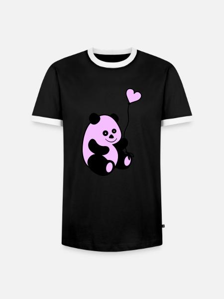 Panda Love - Men's Ringer Shirt - black/white