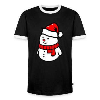 snowman - Men's Ringer Shirt - black/white - Front - AI Model Female 172 light (172cm) & AI Model Male 178 light (178cm)