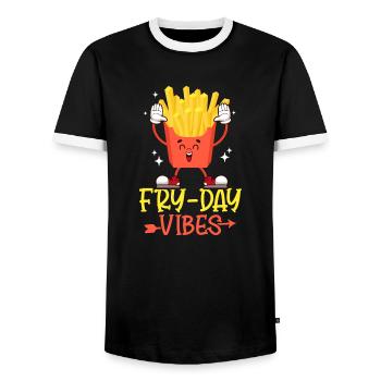 Sensations de la journée de frites : délices croquants et moments heureux - T-shirt contrasté Homme - noir/blanc - Devant - AI Model Female 172 light (172cm) & AI Model Male 178 light (178cm)