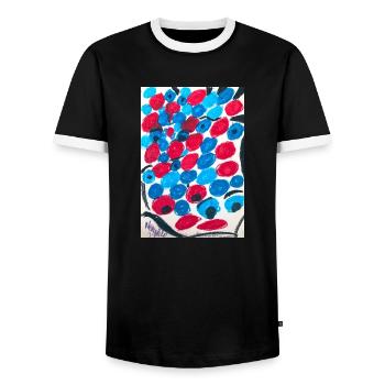 What do you see? - T-shirt contrasté Homme - noir/blanc - Devant - AI Model Female 172 light (172cm) & AI Model Male 178 light (178cm)