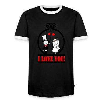 i love you 2 - Men's Ringer Shirt - black/white - Front - AI Model Female 172 light (172cm) & AI Model Male 178 light (178cm)