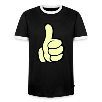 like hand - Men's Ringer Shirt - black/white - Front - AI Model Female 172 light (172cm) & AI Model Male 178 light (178cm)