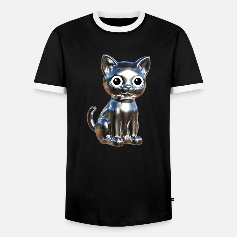 Metallic Chrom Elegance - Männer Kontrast-T-Shirt - Schwarz/Weiß