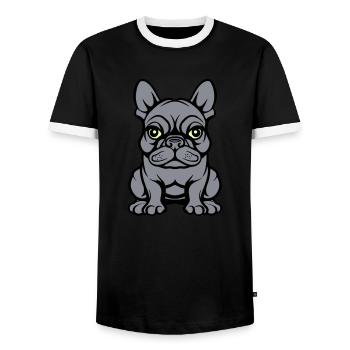 Bulldogg Dog Comic - Men's Ringer Shirt - black/white - Front - AI Model Female 172 light (172cm) & AI Model Male 178 light (178cm)