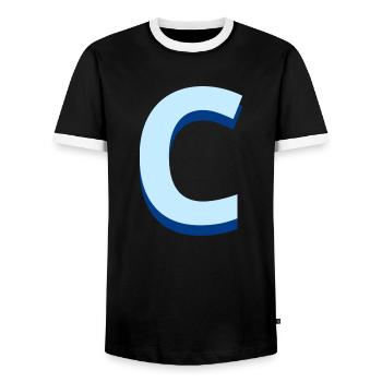 Letter c blue pop and modern - Men's Ringer Shirt - black/white - Front - AI Model Female 172 light (172cm) & AI Model Male 178 light (178cm)