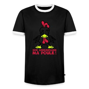 ajouter age bon anniversaire ma poule - T-shirt contrasté Homme - noir/blanc - Devant - AI Model Female 172 light (172cm) & AI Model Male 178 light (178cm)