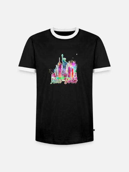 New York J - Männer Kontrast-T-Shirt - Schwarz/Weiß