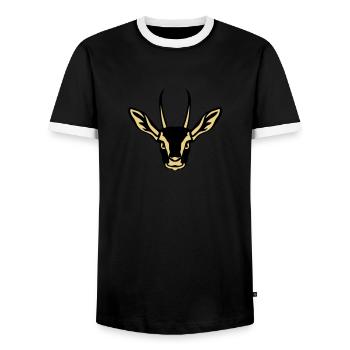 gazelle wild animals in 1010 - Men's Ringer Shirt - black/white - Front - AI Model Female 172 light (172cm) & AI Model Male 178 light (178cm)